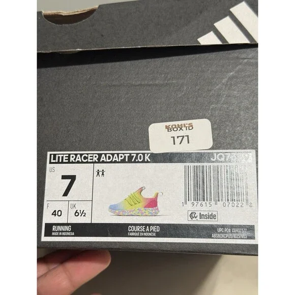 New Adidas Big Kids Girls SZ 7 Lite Racer Adapt 7.0 Running Gym Slip On Shoes - Picture 15 of 15